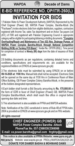 WAPDA Power Complex Attock Tender Notice
